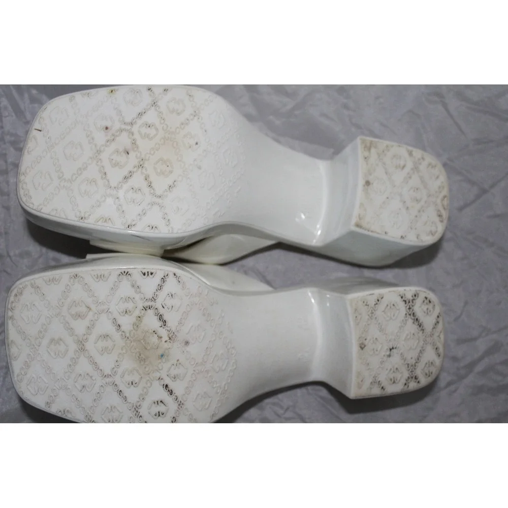 Jeffrey Campbell White‎ Platform Slide Sandals Criss-Cross Block Heel Size 9